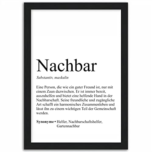 Tassenstube Nachbar Poster Nachbarschaftsgeschenk Substantiv Definition Holz Rahmen A4 von Tassenstube