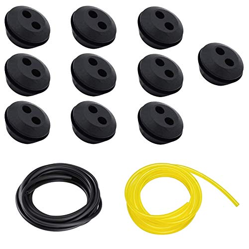 Tassety 10 Stück 2 Löcher Kraftstofftank Tülle Gummi mit Kraftstoffleitung Rohr für Motorsense Rasentrimmer von Tassety