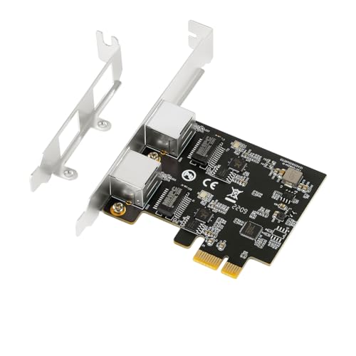 Tassety 2,5 G Gigabit Netzwerkkartenadapter mit 2 Anschlüssen, 2500 Mbps, PCIe 2,5 GB Ethernet-Karte, Schwarz, RJ45 LAN, Computer-Controller-Karte Tassety 2,5 G Gigabit Netzwerkkartenadapter mit 2 Anschlüssen, 2500 Mbps, PCIe 2,5 GB Ethernet-Karte, Schwarz, RJ45 LAN, Computer-Controller-Karte von Tassety
