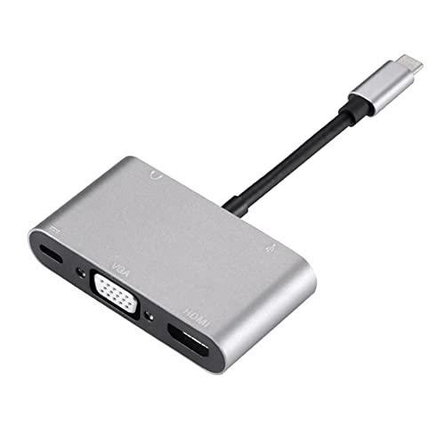 Tassety 5-in-1-USB-3.0-Hub für Computer, VGA-Laptop, Adapter, PD Charge, 5 Anschlüsse, kompatibel mit 4K 3,5 mm Audio von Tassety
