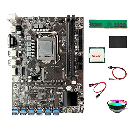 Tassety B250C Miner Motherboard + G3930 CPU + DDR4 4GB RAM + 128G SSD + RGB Lüfter + Switch Kabel + Kabel 12XPCIE auf USB 3.0 GPU Kartensteckplatz Tassety B250C Miner Motherboard + G3930 CPU + DDR4 4GB RAM + 128G SSD + RGB Lüfter + Switch Kabel + Kabel 12XPCIE auf USB 3.0 GPU Kartensteckplatz von Tassety