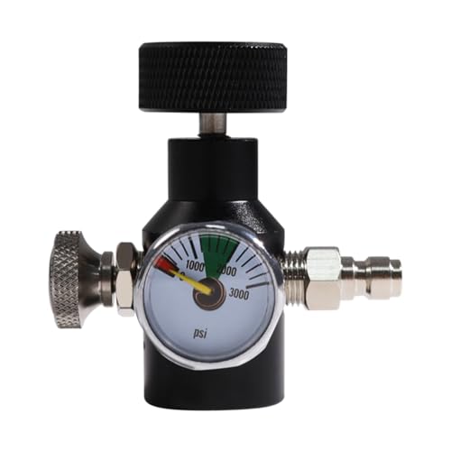 Tassety CO2-Tankzylinder-Adapter-Anschluss-Set, TR21-4-Gewinde, CO2-Soda-Zylinder-Nachfülladapter mit 3000 Psi Manometer, schwarz, langlebig, einfach zu installieren von Tassety