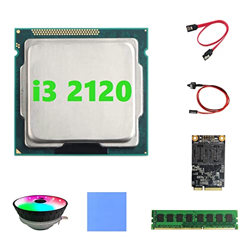 Tassety I3 2120 CPU + DDR3 4 GB 1600 MHz RAM + 128 G SSD + RGB-Lüfter + SATA-Kabel + Switch-Kabel + LGA1155 für B75 Mining Motherboard von Tassety