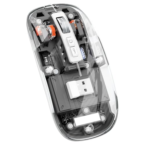Tassety Transparente magnetische Dreifach-, Bluetooth-kompatibel, 2,4 G, kabellose Maus, EIN-Desktop-Typ-C, wiederaufladbar (), einfache Installation von Tassety