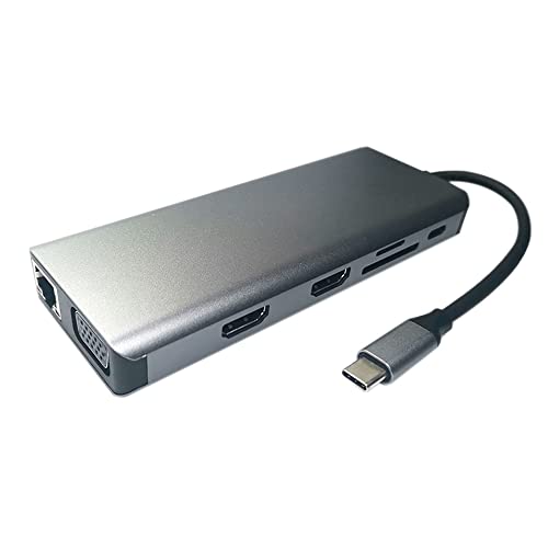Tassety USB C Hub 12 in 1 USB C Docking Station Dual Multiport Hub Adapter USB Transfer SD/TF, Audio VGA LAN für Laptop Tassety USB C Hub 12 in 1 USB C Docking Station Dual Multiport Hub Adapter USB Transfer SD/TF, Audio VGA LAN für Laptop von Tassety