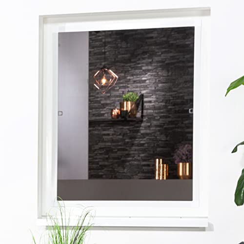 Fliegengitter Fenster Flächenbündig Compact in weiß braun oder anthrazit (100cm x 120cm, weiß) von Tassorm