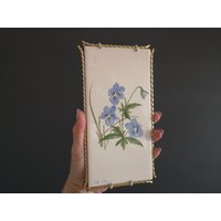 Vintage Fliese Wandbehang Gemalte Wandbild Weiß Blau Handbemalte Wandfliese von TasteVintage