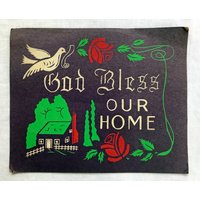 God Bless Our Home Siebdruck Auf Karton Vintage von TastefulDerangement