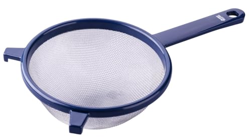 TASTY Sieb aus Edelstahl und ABS-Kunststoffgriff, Ø17x33x8cm, ideal zum Waschen, Abtropfen und Passieren, spülmaschinenfest, rostfrei, FSC-zertifiziert, Farbe: Blau/Silber von Tasty