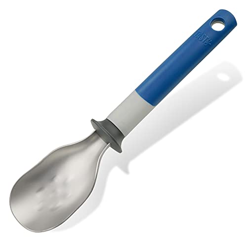 Tasty Eislöffel - Rostfreier Edelstahl, Ideal für Eisportionieren & Formen, Soft-Touch Griff, Spülmaschinengeeignet, Perfekt für Eiscreme-Liebhaber - Grau/Blau/Silber, 23,5x5cm von Tasty