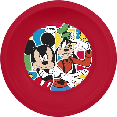 Rote Plastikschale von Disney Mickey Mouse, widerstandsfähig gegen versehentliche Stöße und wiederverwendbar von STOR