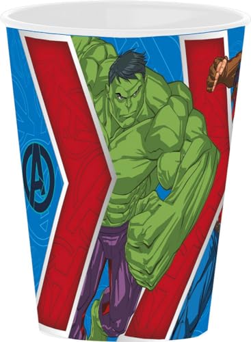 STOR Marvel Avengers Hulk Captain America 260 ml blauer Kunststoffbecher für Kinder mit Ausguss, geeignet zum einfachen Trinken von STOR