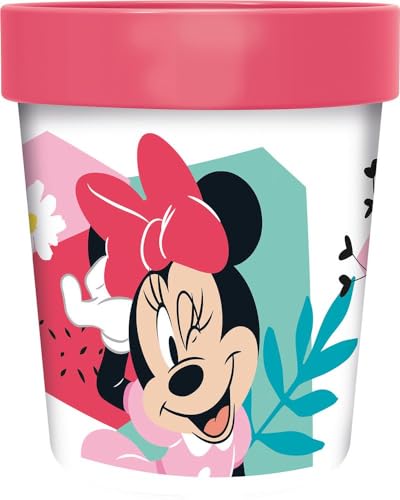 Disney Minnie Kunststoffbecher für Mädchen, Rosa, 260 ml, mit rutschfester Unterseite von Tataway in viaggio si cresce