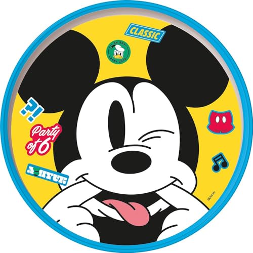 STOR Disney Mickey Mouse Mickey Mouse Mickey Mouse weißer und hellblauer flacher Teller für Kinder mit rutschfester Unterseite von STOR