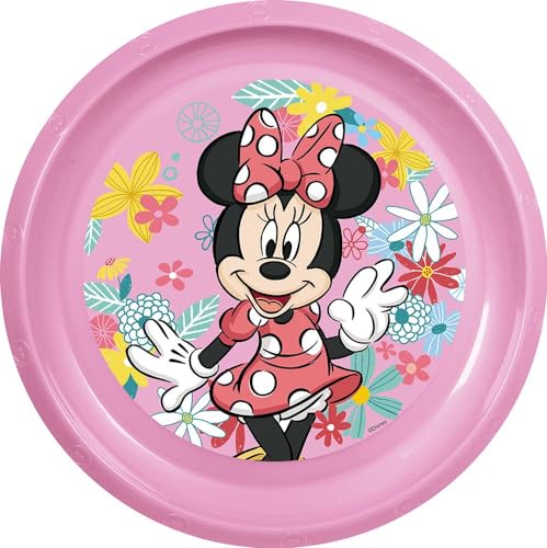 Tataway in viaggio si cresce Disney Pinker Speiseteller für Mädchen aus Minnie-Kunststoff, stoßfest und wiederverwendbar von Tataway in viaggio si cresce