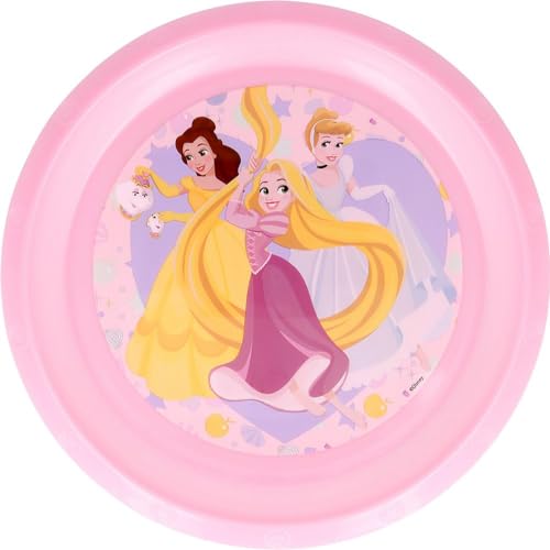 Tataway in viaggio si cresce Disney Pinker Speiseteller für Mädchen aus Princess-Kunststoff, stoßfest und wiederverwendbar von Tataway in viaggio si cresce