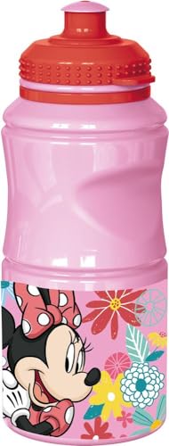 Tataway in viaggio si cresce Disney rosa Plastikwasserflasche für Mädchen Minnie 380 ml mit tropfsicherem Verschluss und rutschfestem Band von Tataway in viaggio si cresce
