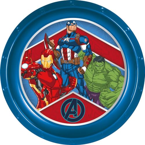 Tataway in viaggio si cresce Marvel Blue Speiseteller für Kinder aus Avengers-Kunststoff, stoßfest und wiederverwendbar von Tataway in viaggio si cresce