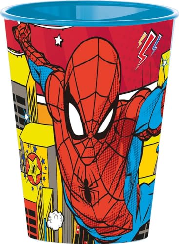 Tataway in viaggio si cresce Marvel Kinderbecher Spiderman Herren Spinne Kunststoff blau 260 ml mit Ausgießer zum einfachen Trinken von Tataway in viaggio si cresce