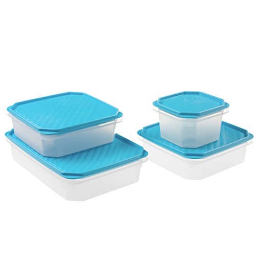 Tatay Set von 4 Frischhaltedosen (1 x 2,1 l, 2 x 1,3 l, 1 x 0,6 l), Vakuum, Flexible Druckdeckel, BPA frei, Geeignet Mikrowelle und Spülmaschine, Blau Tatay Set von 4 Frischhaltedosen (1 x 2,1 l, 2 x 1,3 l, 1 x 0,6 l), Vakuum, Flexible Druckdeckel, BPA frei, Geeignet Mikrowelle und Spülmaschine, Blau von TATAY