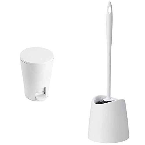 Tatay 4434901 Diabolo - Eimer mit Fußpedal für das Badezimmer, 5 Liter, 28,2 x 19 x 21 cm + Toilettenbürste Standard Polypropylen, Schwarz-Bürste, BPA frei, Made in Spain. Weiße Farbe von TATAY