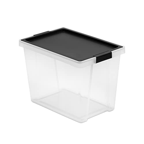 Tatay Aufbewahrungsbox mit Deckel, 15L, mit Griffen, Deckel aus 100 Prozent recycelten Materialien, Transparent, BPA-frei, Schwarz. Maße 25 x 36 x 26 cm, 1157502 von TATAY