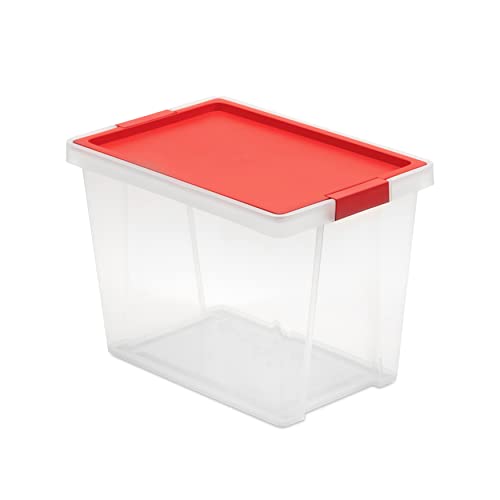 Tatay Aufbewahrungsbox mit Deckel, 15L, Griffen, aus 100 Prozent recycelten Materialien, transparent, BPA-frei, Rot. Maße 25 x 36 x 26 cm, 1157518 von TATAY