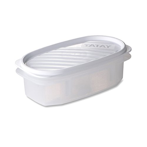 Tatay Frischhaltedose , Vakuum, 0,5 l Kapazität, flexible Druckdeckel, BPA frei, Geeignet Mikrowelle und Geschirrspüler, Weiß. Maße: 18,4 x 9,7 x 6,1 cm von TATAY