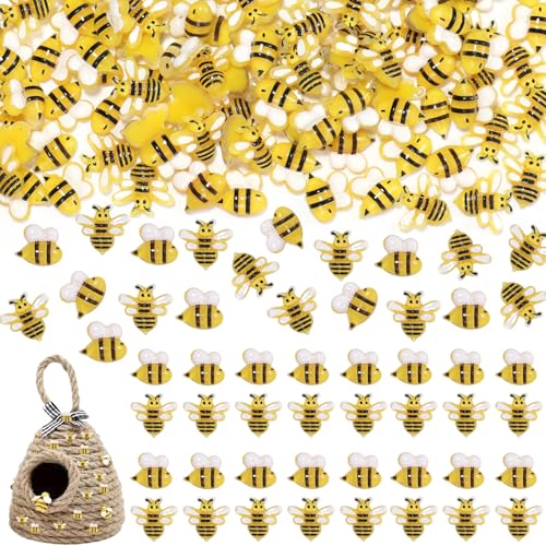 Honigbiene aus Kunstharz zum Basteln, 2 Stile, flache Rückseite, Mini-Harz-Bienendekoration für DIY-Kranz, Puppenhaus, Bienen-Thema, Party-Dekorationen, 100 Stück von Tatiwoo