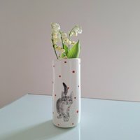 Handbemalte Keramik Vase Getigerte Katze Home Decor von TatjanaCeramics
