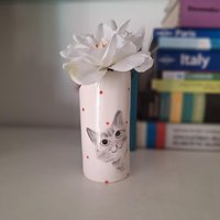 Handgemachte Getigerte Katze Keramik Vase Katzenliebhaber Wohnkultur von TatjanaCeramics