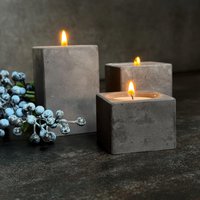 3Er Set | Beton Design Moderne Eckige Kerzenhalter Stein Look Teelichthalter Wohnzimmer Industrial Style Deko Loft-Style 2025 von TatjanaFink