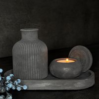 3Er Set | Beton Design Vase Geriffelt Kerzenhalter Modern Tischdeko Teelichthalter Wohnzimmer Deko Industrial Style 2025 von TatjanaFink
