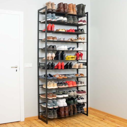 atkraft Eiffel - Schuhregal Metall, 12 Ablagen, für 60 Paar, bis 120 kg, Stapelbar, Schuhregal Platzsparend und Elegant, Profi-Schuhablage, Schwarz atkraft Eiffel - Schuhregal Metall, 12 Ablagen, für 60 Paar, bis 120 kg, Stapelbar, Schuhregal Platzsparend und Elegant, Profi-Schuhablage, Schwarz von Tatkraft