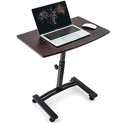 Tatkraft Salute Laptoptisch auf Rollen, Notebook Tisch höhenverstellbar, Schön Guter Qualität Beistelltisch, Tischplatte 60x40 cm, MDF Holz Nussbaumfarbenen, Stahl, Stabil und Solide von Tatkraft