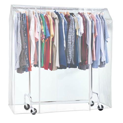 Tatkraft Schild - Schutzhülle für Kleiderständer, Abdeckung für Kleiderständer, Plastik, Transparent, 2 Reissverschlüsse, Extrabreit, L160 cm von Tatkraft
