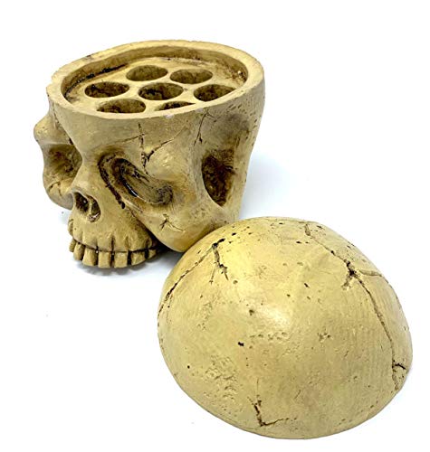 INKgrafiX® SCHÄDEL Farbkappenhalter Kunstharz ohne Deckel - Totenkopf - Beige - INKgrafix DE - Deutschland - Qualität - IG54852 - Kappenhalter Harz Farbkappe Ablage von Tattoo [INKgrafiX] Piercing