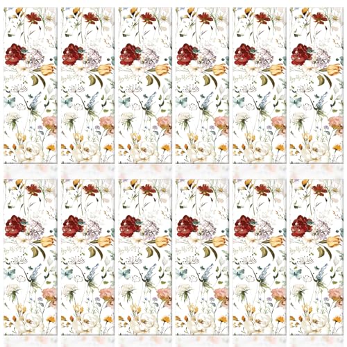 24 Baumwoll-Servietten, Frühlings- und Sommer-Stoffservietten, Dinner-Servietten, florale Küchenservietten, waschbar, für Familienessen, Cocktailpartys, Hochzeiten, Herbst, 38,1 x 38,1 cm (15 x 15 von Tatuo