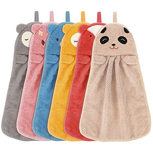 6 Stück Kinder Handtuch Tier Kinderhandtuch Set Mikrofaser Handtuchset Schnell Trocknende Waschlappen mit Aufhängeöse Baby Badetuch Duschtuch für Küche und Badezimmer Heim und Kindergarten von Tatuo
