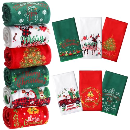 6 Stück Weihnachten dekorative Handtücher bestickt Weihnachtsmann Rentier Schneemann Weihnachtsbaum Geschirrtücher Stoff Badezimmer Handtücher für Zuhause Küche Badezimmer Reinigung (Retro-Stil) 6 Stück Weihnachten dekorative Handtücher bestickt Weihnachtsmann Rentier Schneemann Weihnachtsbaum Geschirrtücher Stoff Badezimmer Handtücher für Zuhause Küche Badezimmer Reinigung (Retro-Stil) von Tatuo