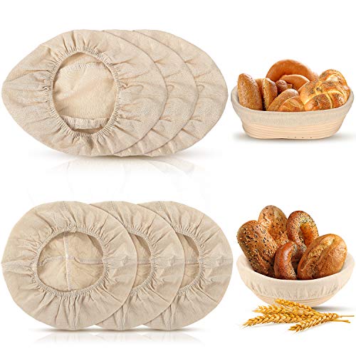 6-teiliges Set aus runden und ovalen Gärkörben für Brot und Gärkörben, 22,9 cm und 25,4 cm, Brotform, Gärstoff, Liner aus natürlichem Rattan, Backkörbe, Abdeckung für Backzubehör von Tatuo