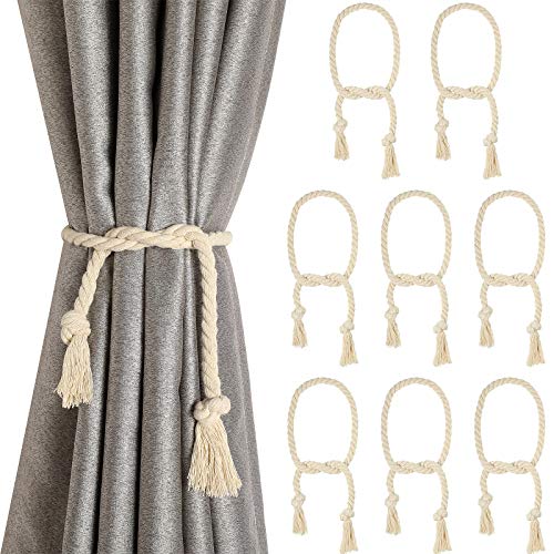 8 Stücke Vorhang Seil Raffhalter Vorhang Seil Rückhalt Handgefertigte Vorhang Raffhalter Ländlich Stil Vorhang Dekorative Rückhalt für Vorhang Raffhalter, Vorhang (Beige) von Tatuo