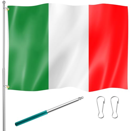 Tatuo 150 x 90 cm Italien Flagge und Edelstahl Fahnenmast Grünes Hängeseil und 2 Schnallen für Innen- und Außenbereich Heim Themen Party Dekoration Tatuo 150 x 90 cm Italien Flagge und Edelstahl Fahnenmast Grünes Hängeseil und 2 Schnallen für Innen- und Außenbereich Heim Themen Party Dekoration von Tatuo