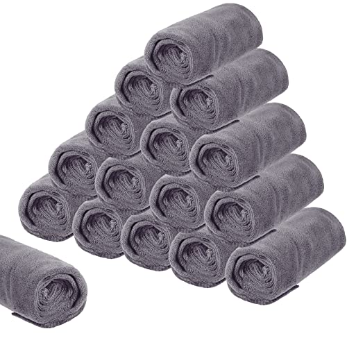 Tatuo 16 Stück Salon Handtücher Set 35 x 75 cm Mikrofaser Friseurhandtucher Schnelltrocknende Haartücher Saugfähige Gesicht Handtücher Weiche Gästehandtücher für Friseur Sport (Grau) von Tatuo