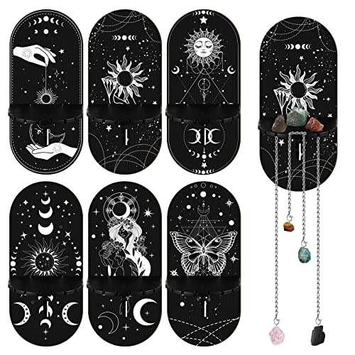 Tatuo 6 Pcs Small Crystal Shelf Black Crystal Display Shelf Moon Phases Crystal Holder Pendelstand Witch Shelf Boho Essential Oil Shelf Wall Witch Candle Holder for Home Decor Wizard Witch Stuff von Tatuo