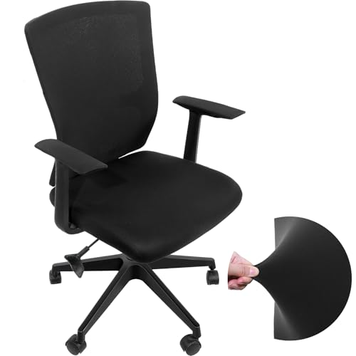 Tatuo Bürostuhl Bezug mit Armlehnenbezug Sitzbezug Rückenlehnenbezug Computerstuhl Abdeckung Elastisch Stretch Drehstuhl Stuhlhussen Universal Schreibtischstuhl Schonbezug (Schwarz, 1 Set) von Tatuo
