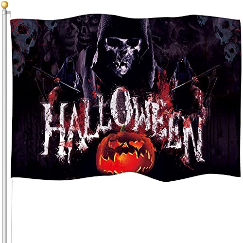 Tatuo Halloween Flagge 3x5 Ft Halloween Flagge für Outdoor Indoor Wohnheim Zimmer Dekor Banner Große Feiertag Flagge Dorf Garten Hof Dekor Flagge von Tatuo