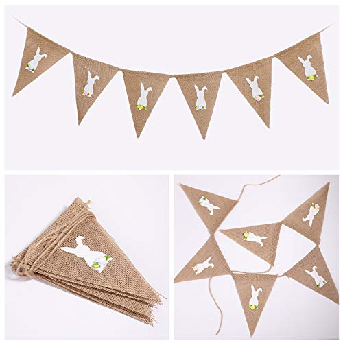 Tatuo Osterbanner Kaninchen Banner Hase Girlande Oster Hasen Flagge Ostern Dekoration für Draußen Kinder Geburtstag Party Frühlings Deko Oster Geschenke 13 x 19 cm / 2 m von Tatuo