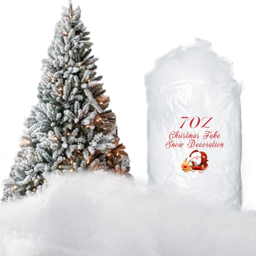 Tatuo Weihnachten Kunstschnee Dekor Künstliche Schnee Faser Flauschige Schnee Innen Schnee für Weihnachtsbaum Winter Mantel Dorf Geburt Weihnachten Anzeige Dekoration(5 Unzen/ 149g) von Tatuo