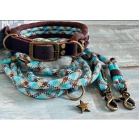 Breites Tauhalsband Und Tauleinen Set Mit Leder Verstellbar von NordlichtDogsShop